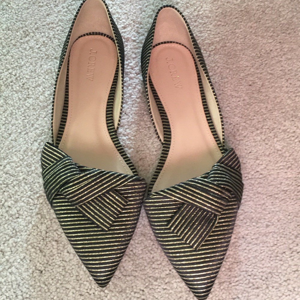 JCREW Black and Gold D’orsay Flats (8.5) NWOB